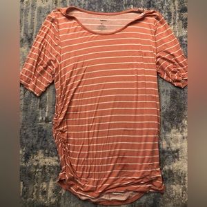 Isabel Maternity peach and white striped shirt
